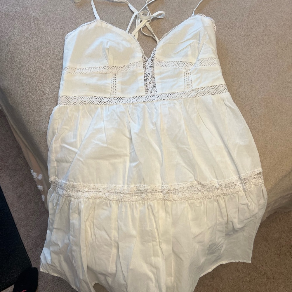 White Lace Trim Dress